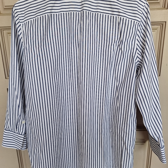 Chaps Buttondown SzL Blu/Wht Contrast Collar/Cuff EZ Care Cotton Blend Blu/Wht - Picture 9 of 10